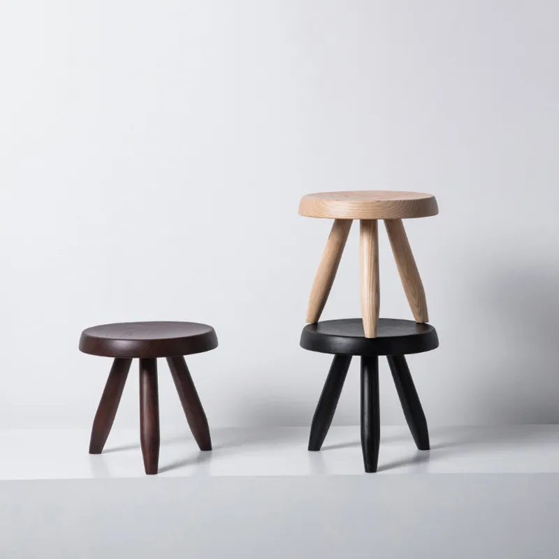 Office Furniture At Home - İskandinav masif ahşap yuvarlak tabure oturma