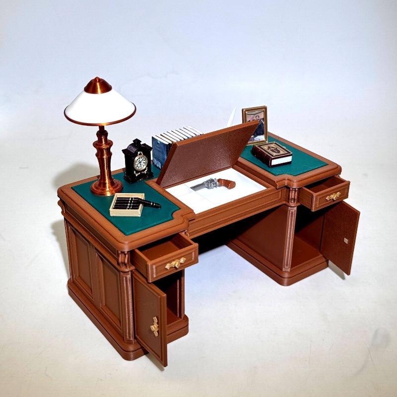Office Furniture Set - 1:12 Ölçekli Dollhouse Mini Vintage Ofis