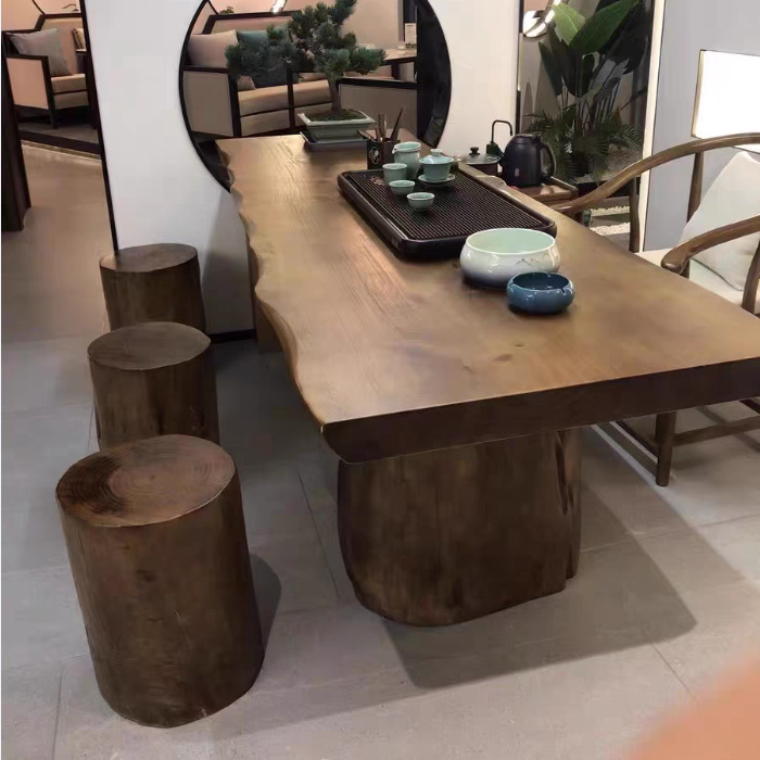 Office Furniture Set - Masif ahşap büyük tahta masa, kütük